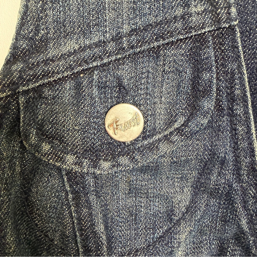 Vintage Y2K Furst Premium Denim Vest Button Front Size 4 Utility Cargo Style - Picture 8 of 11